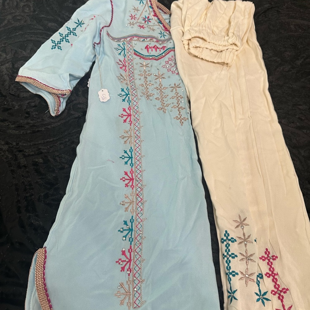 Light Blue Embroidered Two-Piece Salwar Kameez